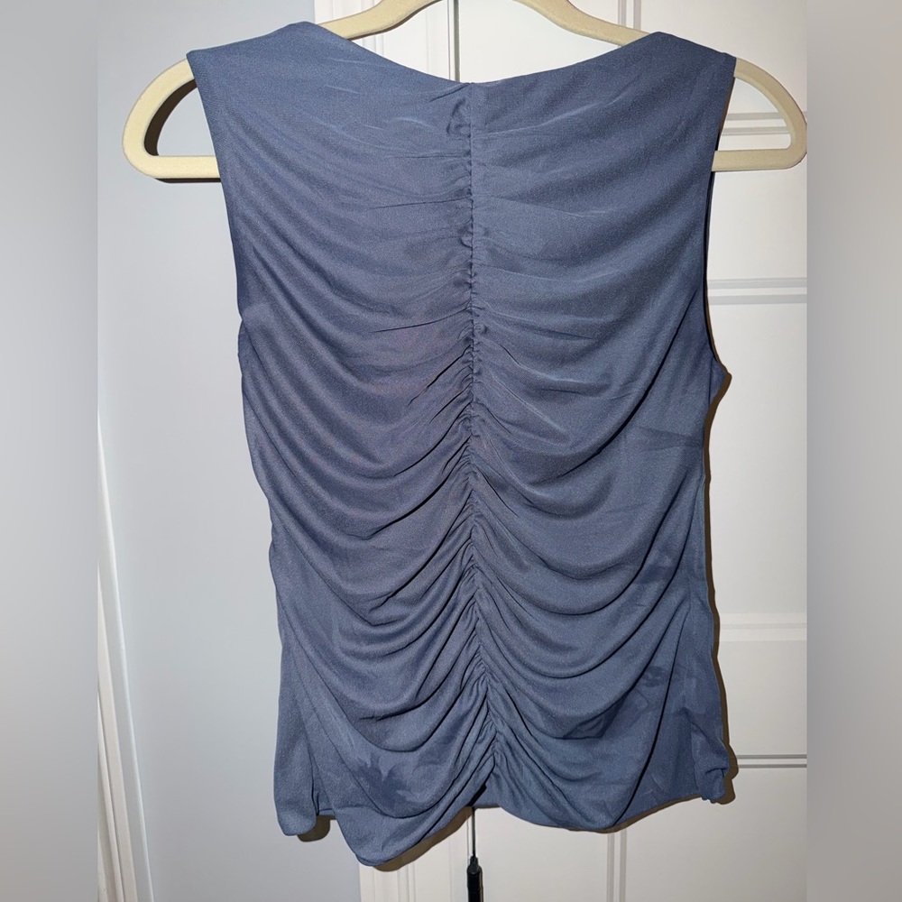 H&M Slate Blue Ruched Sleeveless Tank Top